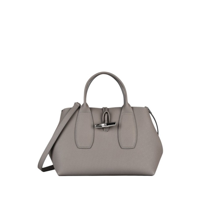 Sac porté main M Roseau cuir LONGCHAMP Tourterelle