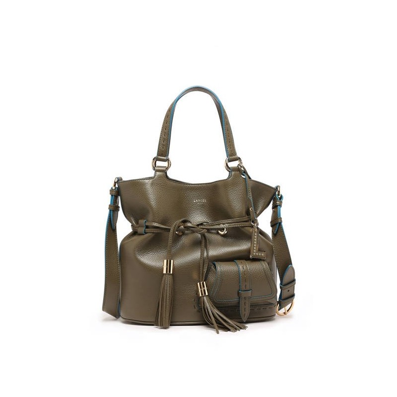 Sac seau M Premier flirt cuir LANCEL Kaki foncé