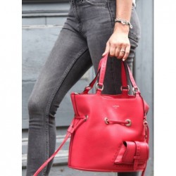 Sac seau M Premier flirt cuir LANCEL Bleu petrole