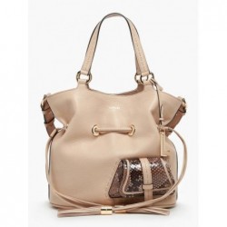 Sac seau M Premier Flirt Python cuir LANCEL Cappuccino doré