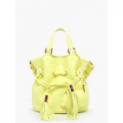 Sac seau S Premier Flirt cuir LANCEL Citron vert