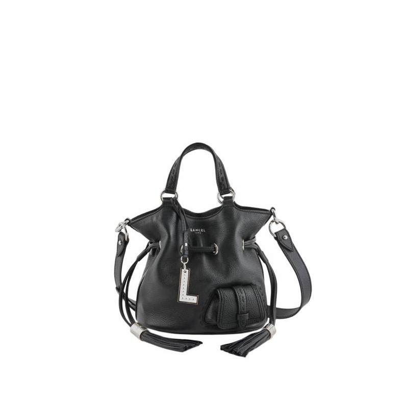 Sac seau S Premier Flirt cuir LANCEL Noir nickel