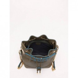 Sac seau S Ninon cuir LANCEL Kaki cobalt