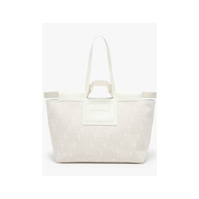 Sac cabas Camille Jacquard et cuir LANCEL Neige