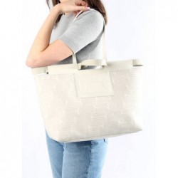 Sac cabas Camille Jacquard et cuir LANCEL Neige