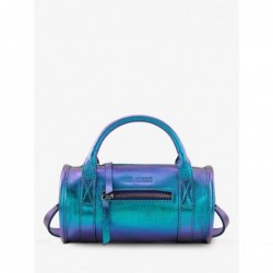 Sac Bowling Cuir Bleu Irisé Femme Charlie Scarabée