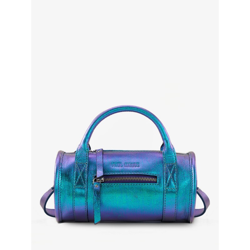 Sac Bowling Cuir Bleu Irisé Femme Charlie Scarabée