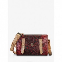 Sac BandoulièRe Cuir Femme Rouge Lemini Indispensable Python Rouge Grenat