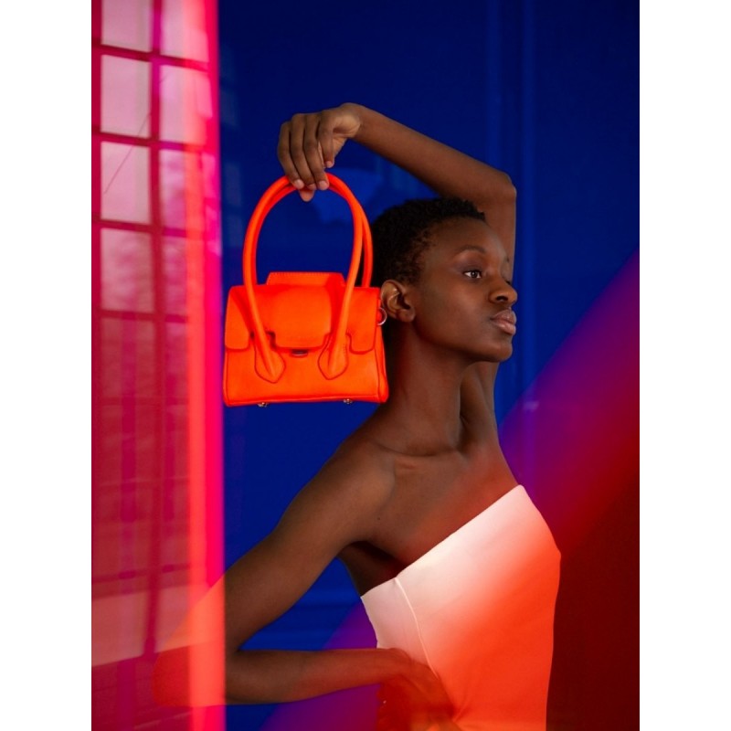 Mini Sac à Main Cuir Orange Femme