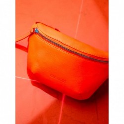 Mini Sac Banane Cuir Orange Femme