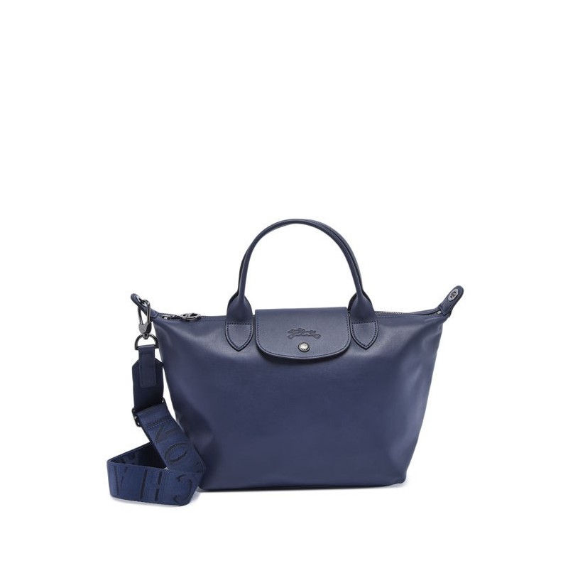 Sac porté main S Le Pliage Xtra cuir LONGCHAMP Navy