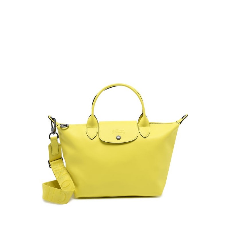 Sac porté main S Le Pliage Xtra cuir LONGCHAMP Citron