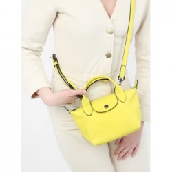 Sac XS Le Pliage Xtra cuir LONGCHAMP Citron