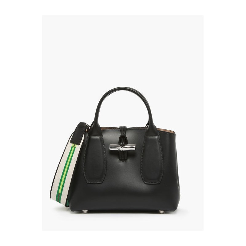 Sac porté main S Roseau Box cuir avec bandoulière LONGCHAMP Noir