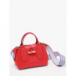 Sac porté main S Roseau Box cuir avec bandoulière LONGCHAMP Rouge