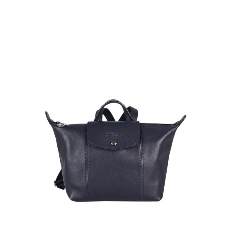 Sac à dos Le Pliage Cuir LONGCHAMP Navy