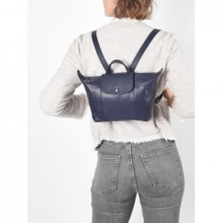 Sac à dos Le Pliage Cuir LONGCHAMP Navy