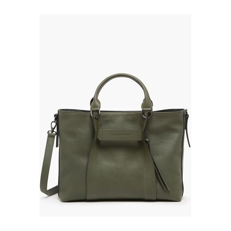 Sac porté main L Longchamp 3D cuir LONGCHAMP Kaki