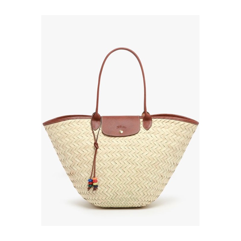 Panier XL Le Panier Pliage Tressé LONGCHAMP Brun