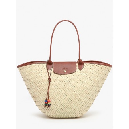 Panier XL Le Panier Pliage Tressé LONGCHAMP Brun