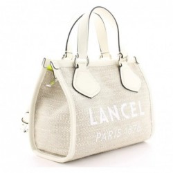 Lancel
Petit sac Summer Tote S toile et cuir Naturel Neige