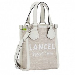 Lancel Mini cabas vertical Summer Tote en jute Naturel Blanc