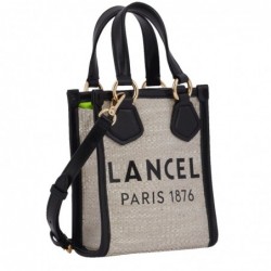 Lancel Mini cabas vertical Summer Tote en jute Naturel Noir