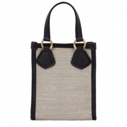 Lancel Mini cabas vertical Summer Tote en jute Naturel Noir