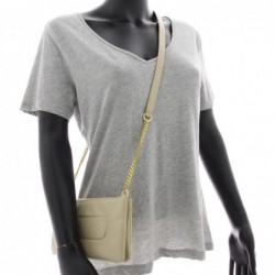 Lancel
Pochette double Billie en cuir lisse souple Beige