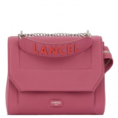 Lancel
Petit sac rabat S Ninon en cuir grainé et lisse Cerise/Citrouille