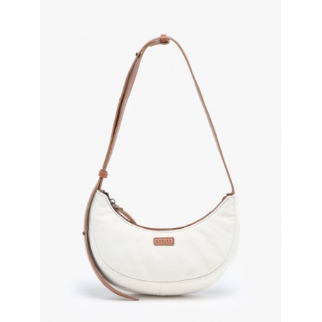 Sac porté épaule S Sosoomao coton et cuir ETRIER Beige camel