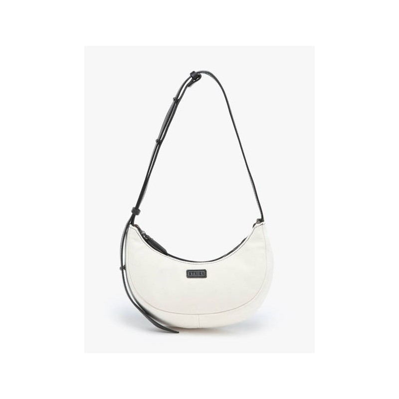 Sac porté épaule S Sosoomao coton et cuir ETRIER Beige noir