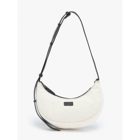 Sac porté épaule S Sosoomao coton et cuir ETRIER Beige noir