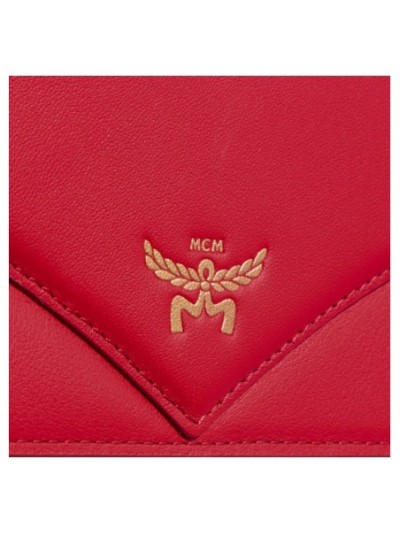 MCM Diamond Leather Wallet On Chain Large Xc Candy Red