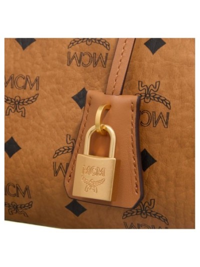 MCM Ella Visetos Boston Small Cognac