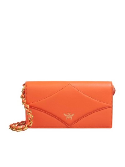 MCM Diamond Lthr Wallet On Chain Large Orangeade