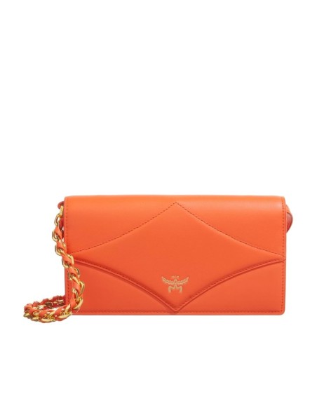 MCM Diamond Lthr Wallet On Chain Large Orangeade