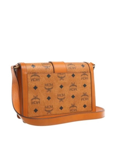 MCM Tracy Visetos Shoulder Small Cognac