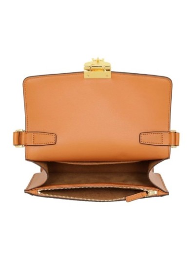 MCM Tracy Visetos Shoulder Small Cognac