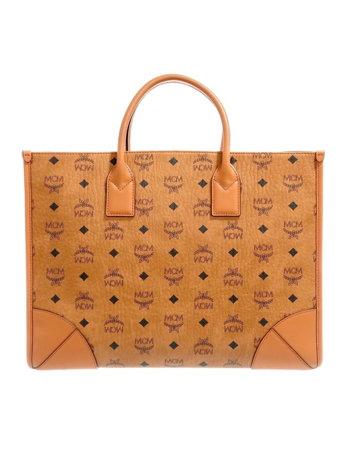 MCM Munchen Visetos Tote Large Cognac