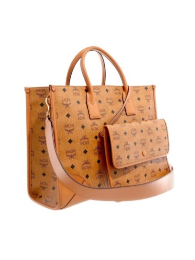 MCM Munchen Visetos Tote Large Cognac