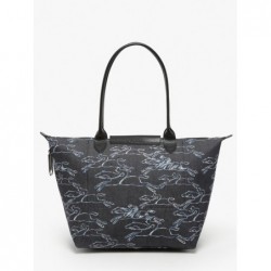 Sac porté épaule L Le Pliage denim LONGCHAMP Marine